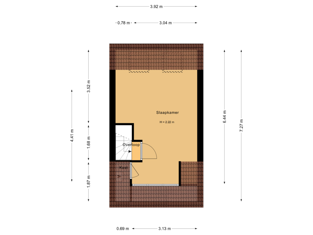 View floorplan of 2e verdieping of Anna Beijerstraat 27