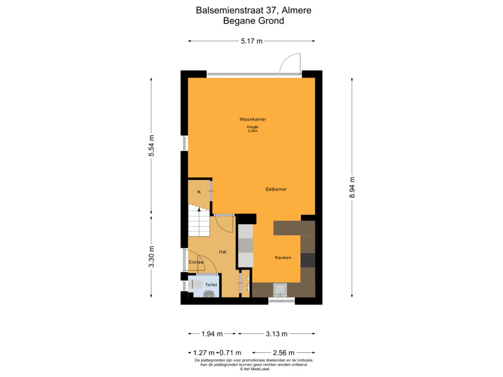 View floorplan of Begane Grond of Balsemienstraat 37