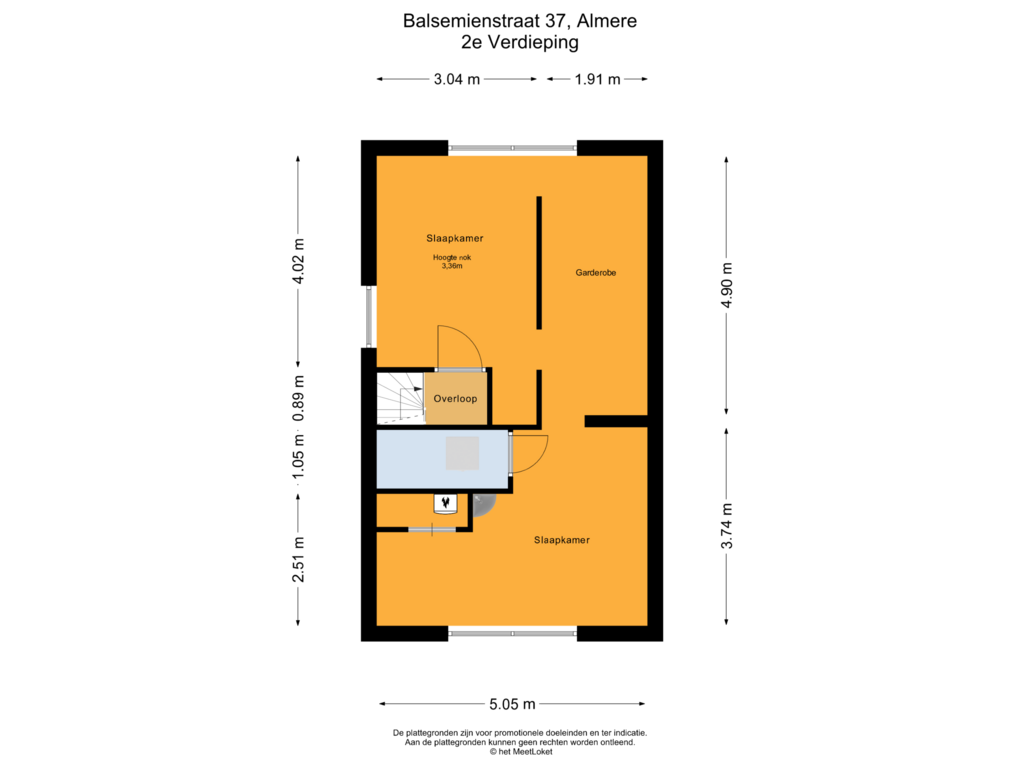 View floorplan of 2e Verdieping of Balsemienstraat 37