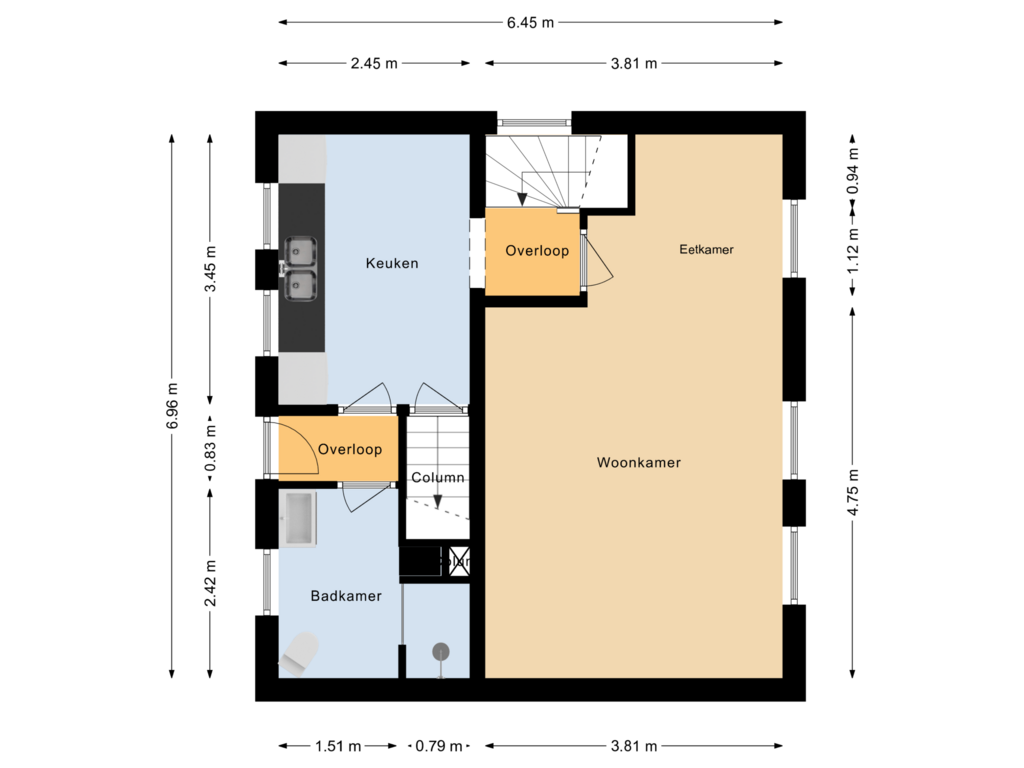 Bekijk plattegrond van Eerste verdieping van Prinsenstraat 6