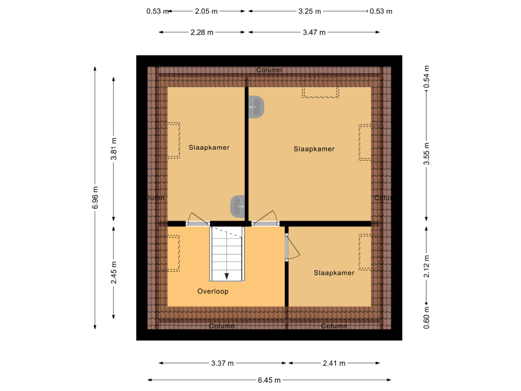 Bekijk plattegrond van Tweede verdieping van Prinsenstraat 6