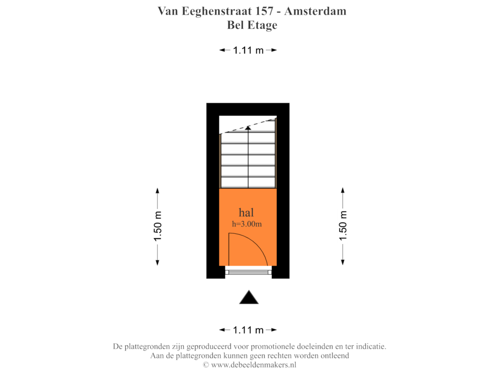 Bekijk plattegrond van Bel Etage van Van Eeghenstraat 157-2