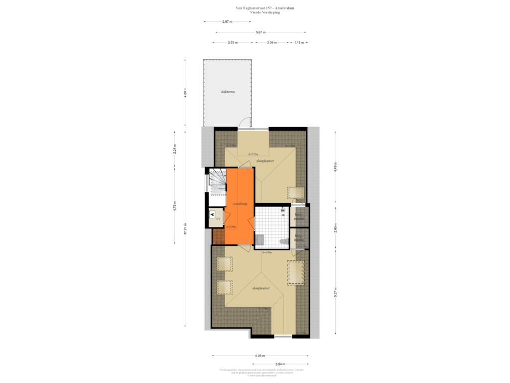 Bekijk plattegrond van Vierde Verdieping van Van Eeghenstraat 157-2