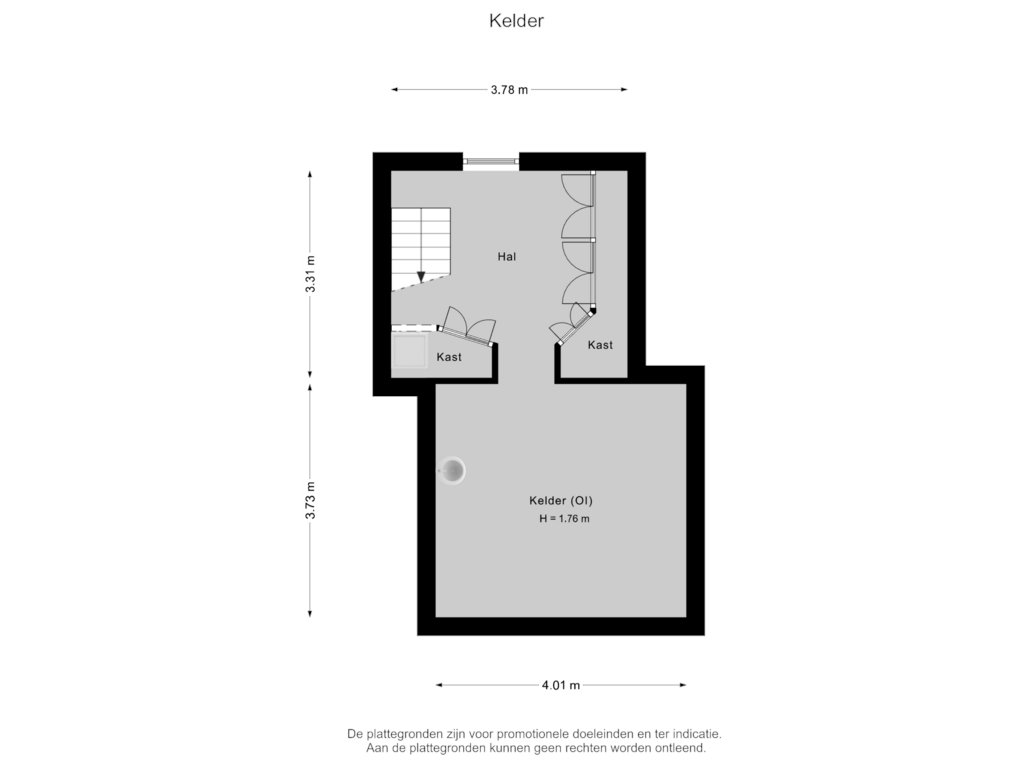 View floorplan of Kelder of Pluvierstraat 11