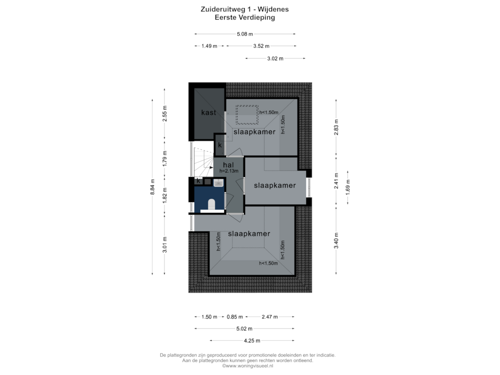 Bekijk plattegrond van Eerste Verdieping van Zuideruitweg 1