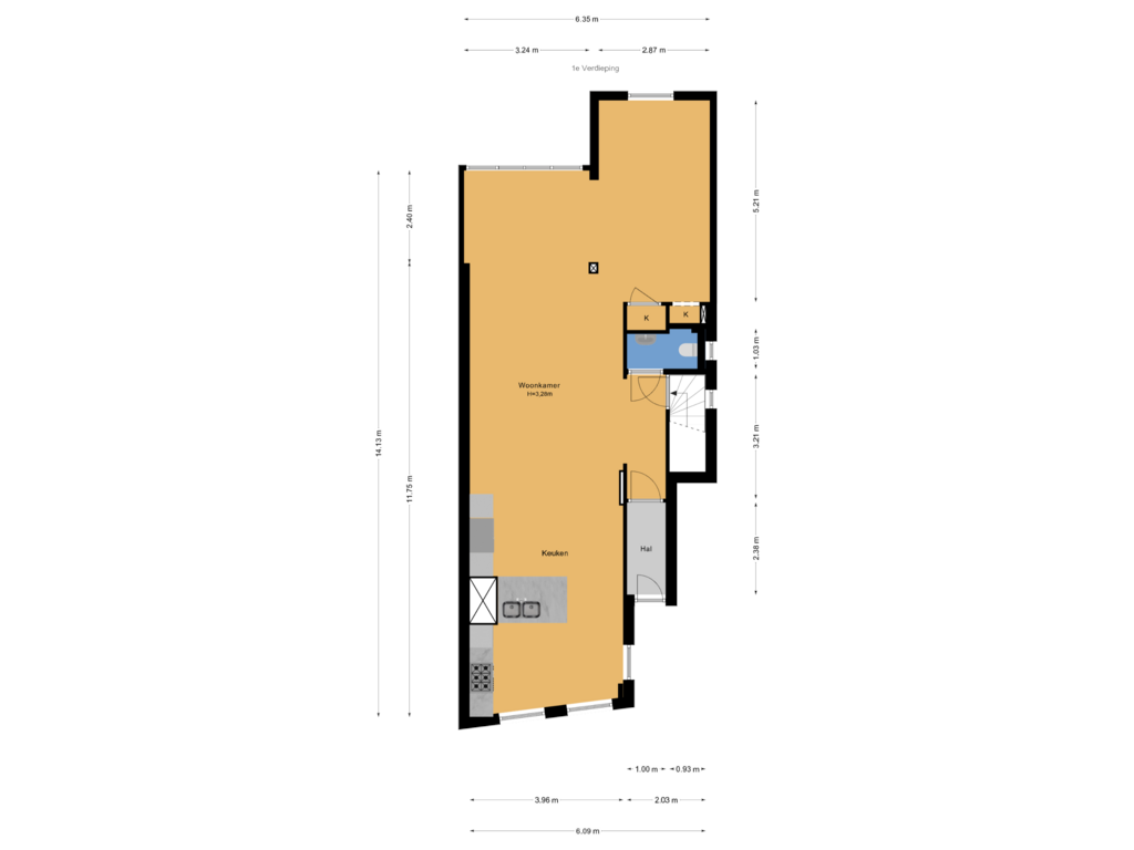 Bekijk plattegrond van 1e Verdieping van Koningin Emmakade 194