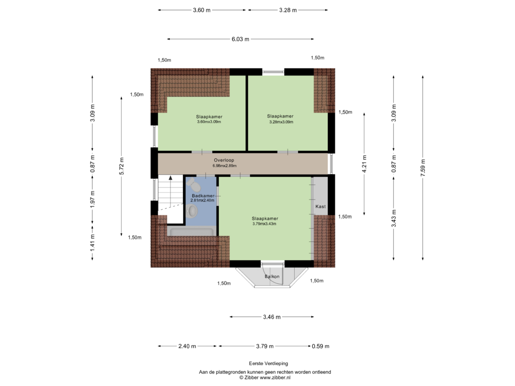 Bekijk plattegrond van Eerste Verdieping van Meerstraat 9