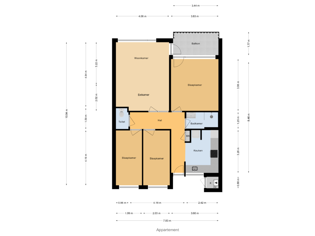 Bekijk plattegrond van Appartement van Banckertlaan 103