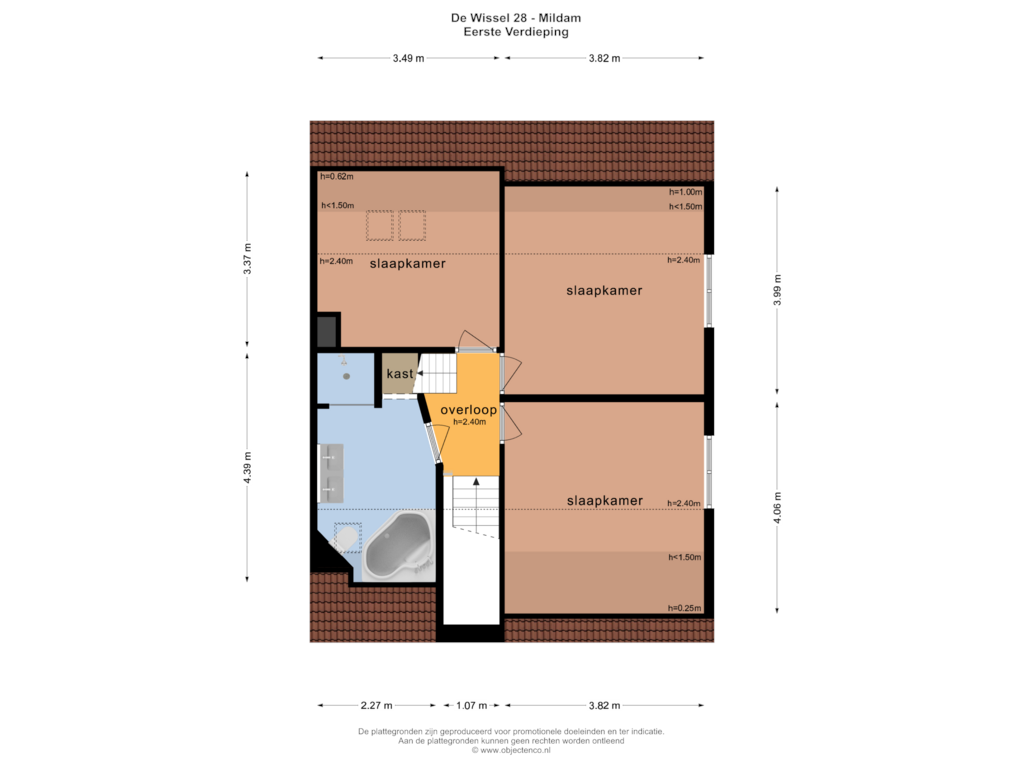 Bekijk plattegrond van Eerste Verdieping van de Wissel 28