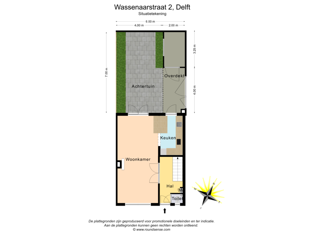 Bekijk plattegrond van Situatietekening van Wassenaarstraat 2