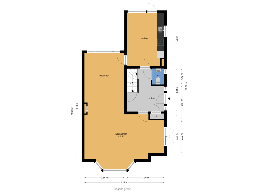 View floorplan of begane grond of Van Bommellaan 9