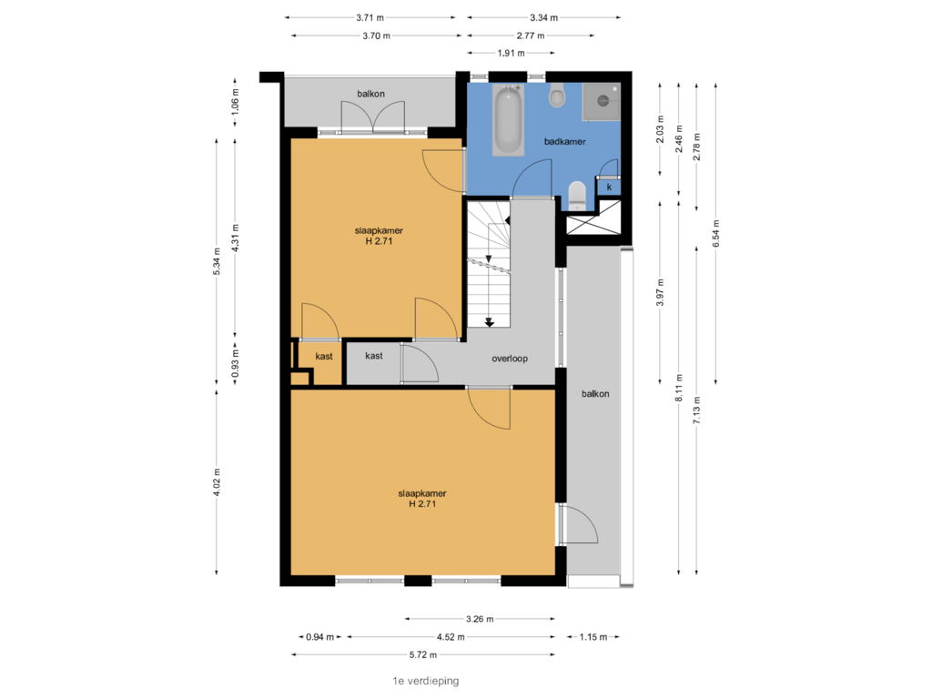 View floorplan of 1e verdieping of Van Bommellaan 9