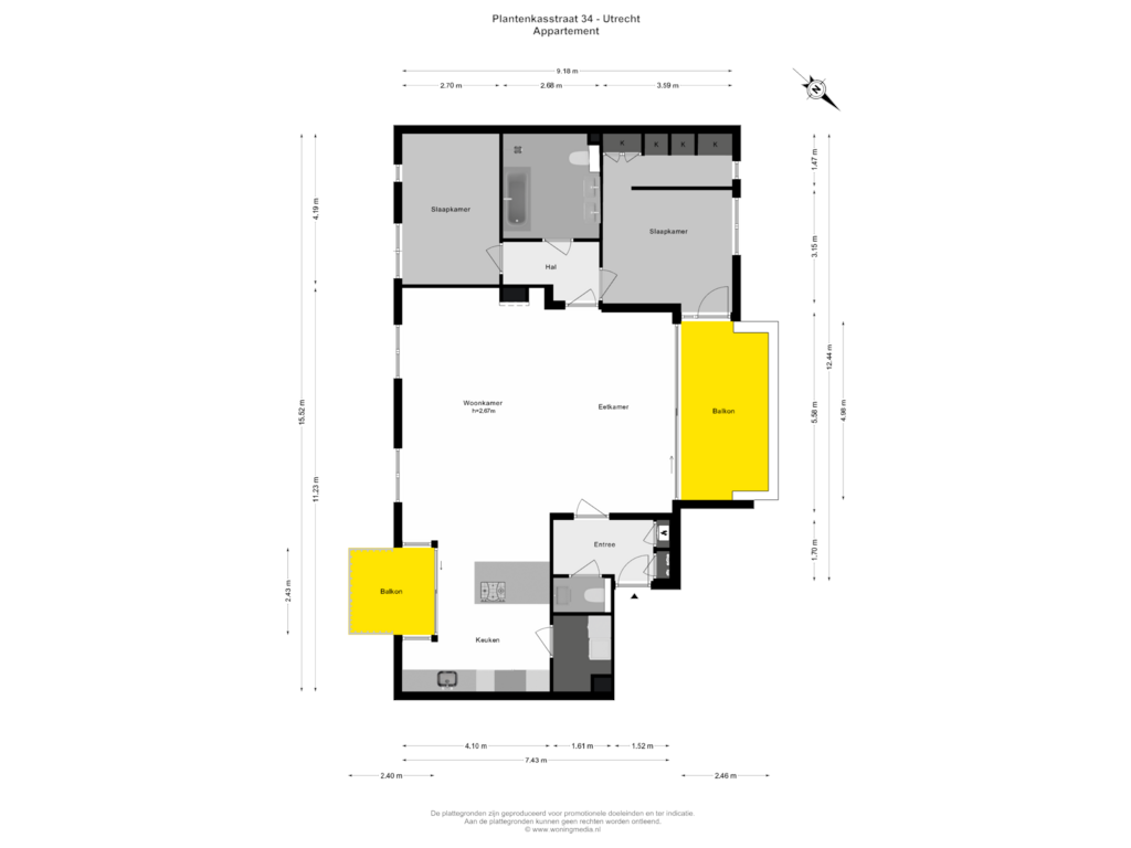 Bekijk plattegrond van Appartement van Plantenkasstraat 34