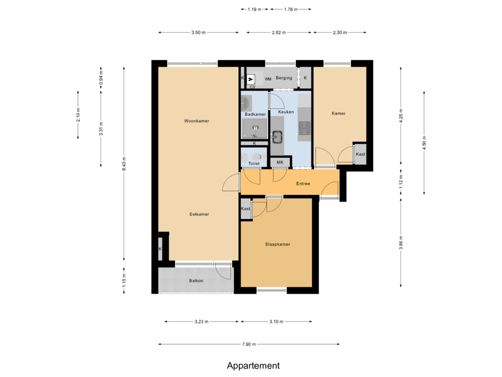 View floorplan of Appartement of Tijgerstraat 87