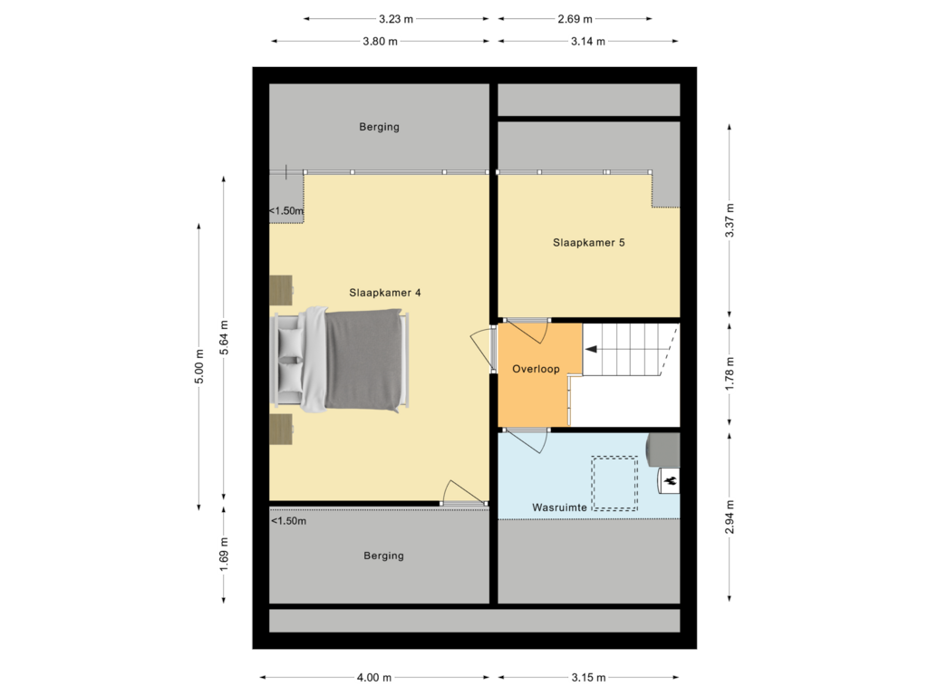 Bekijk plattegrond van Tweede verdieping van Roosenburgstraat 9