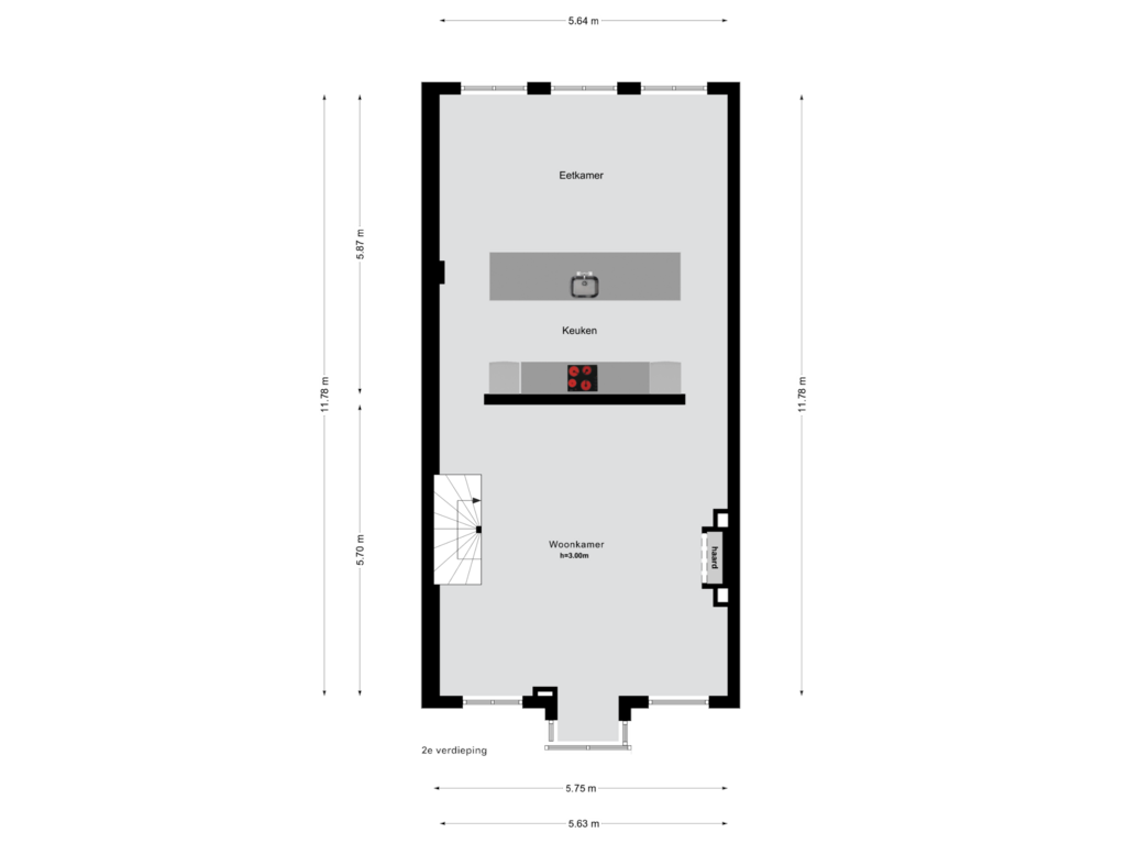 View floorplan of 2e verdieping of Alexanderkade 3-2