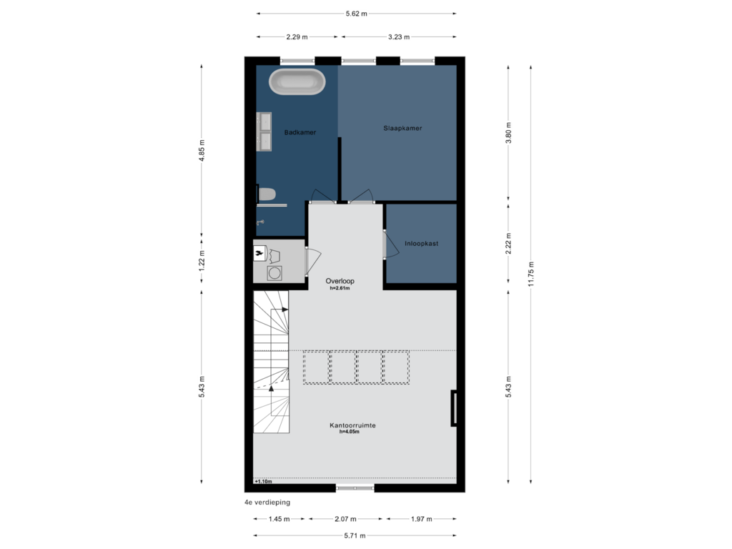 View floorplan of 4e verdieping of Alexanderkade 3-2