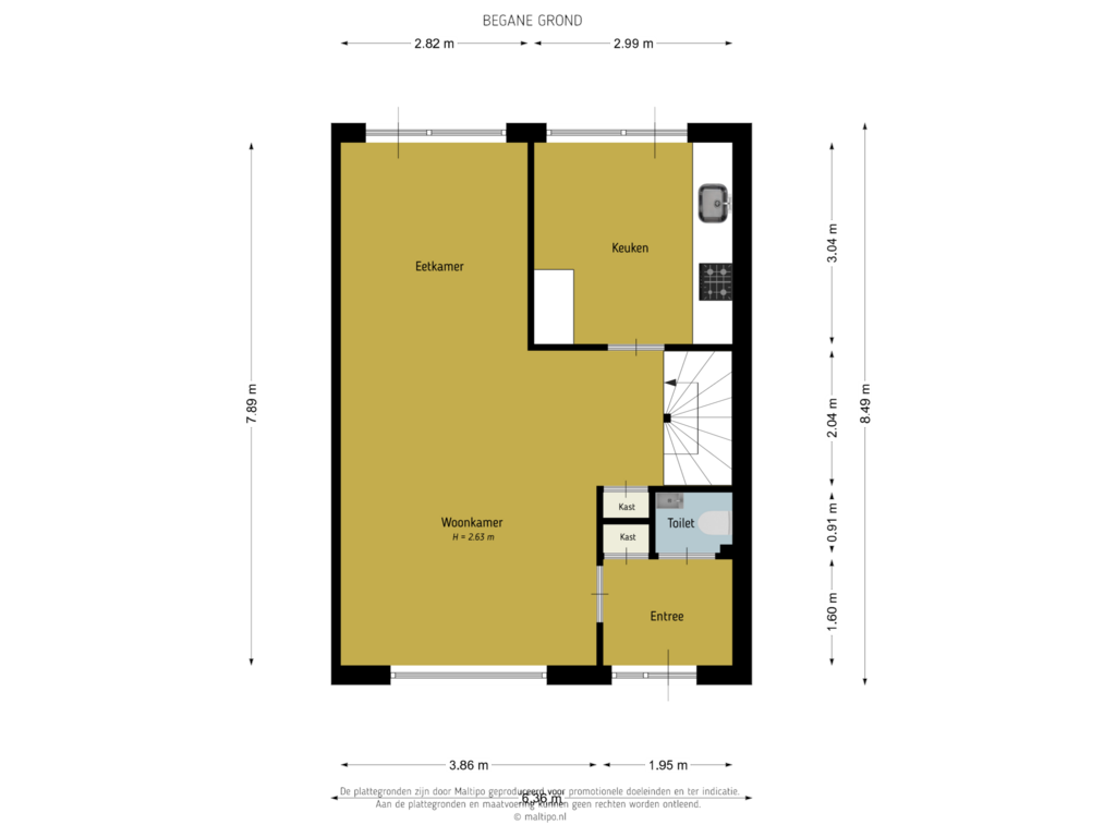 Bekijk plattegrond van Begane grond van Troelstrastraat 69