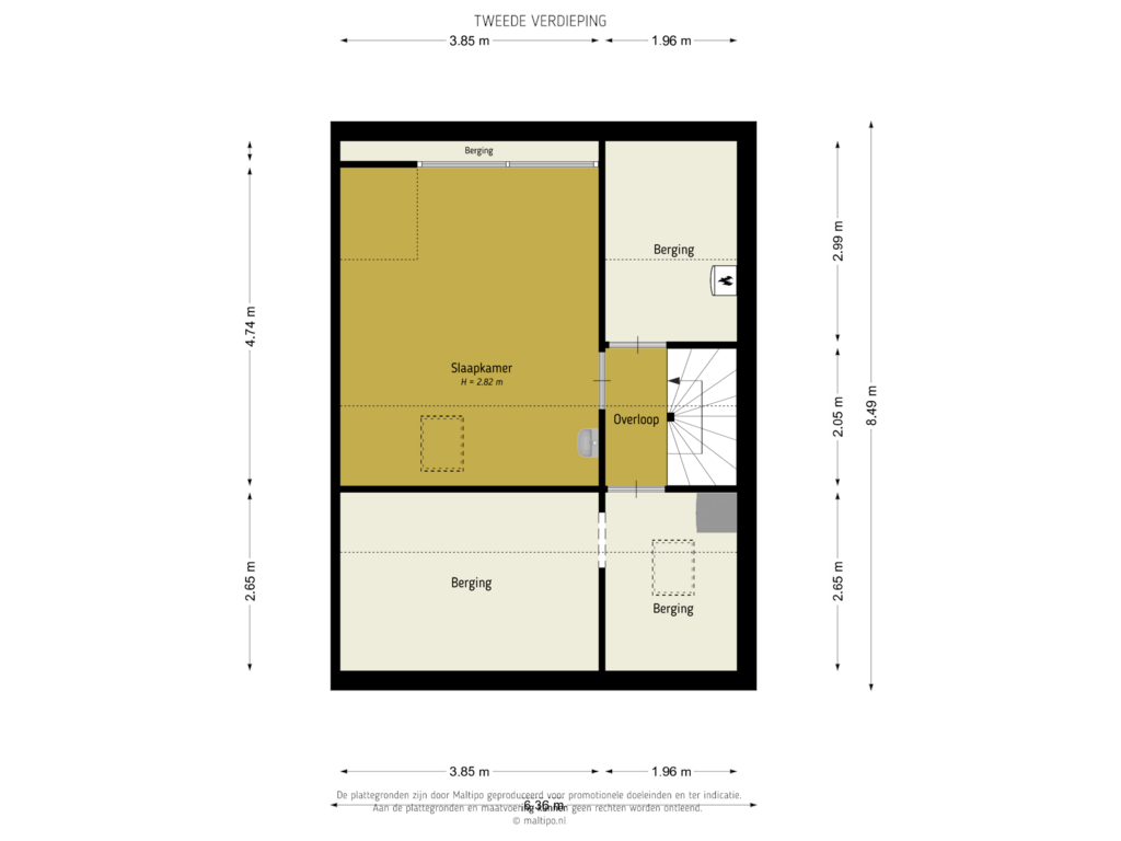 Bekijk plattegrond van Tweede verdieping van Troelstrastraat 69