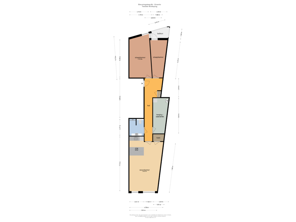 Bekijk plattegrond van TWEEDE VERDIEPING van Bleumingsteeg 6-B