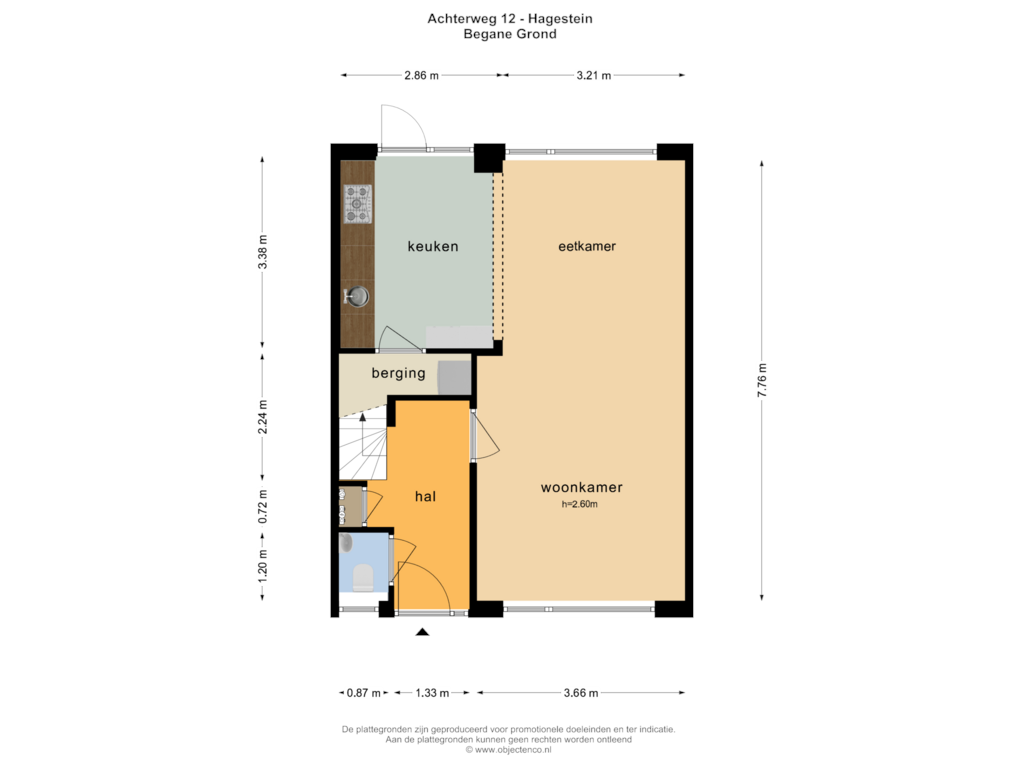 Bekijk plattegrond van BEGANE GROND van Achterweg 12