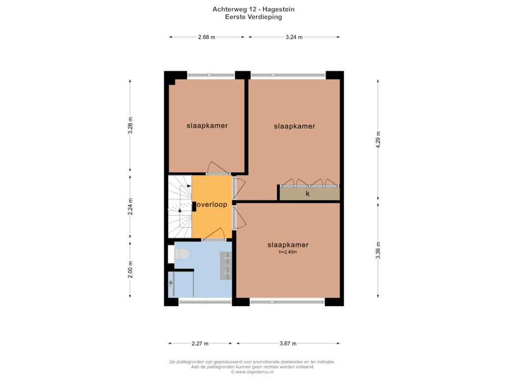 Bekijk plattegrond van EERSTE VERDIEPING van Achterweg 12