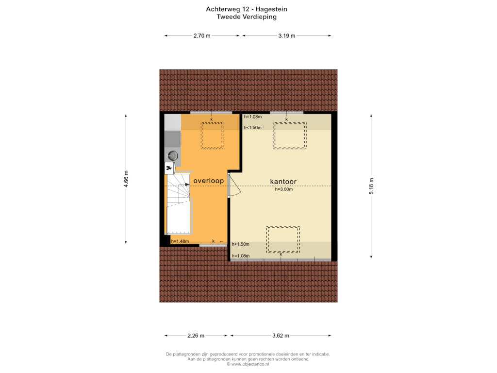 Bekijk plattegrond van TWEEDE VERDIEPING van Achterweg 12