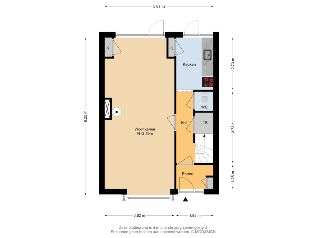 Bekijk plattegrond van Begane Grond van Saturnusstraat 23