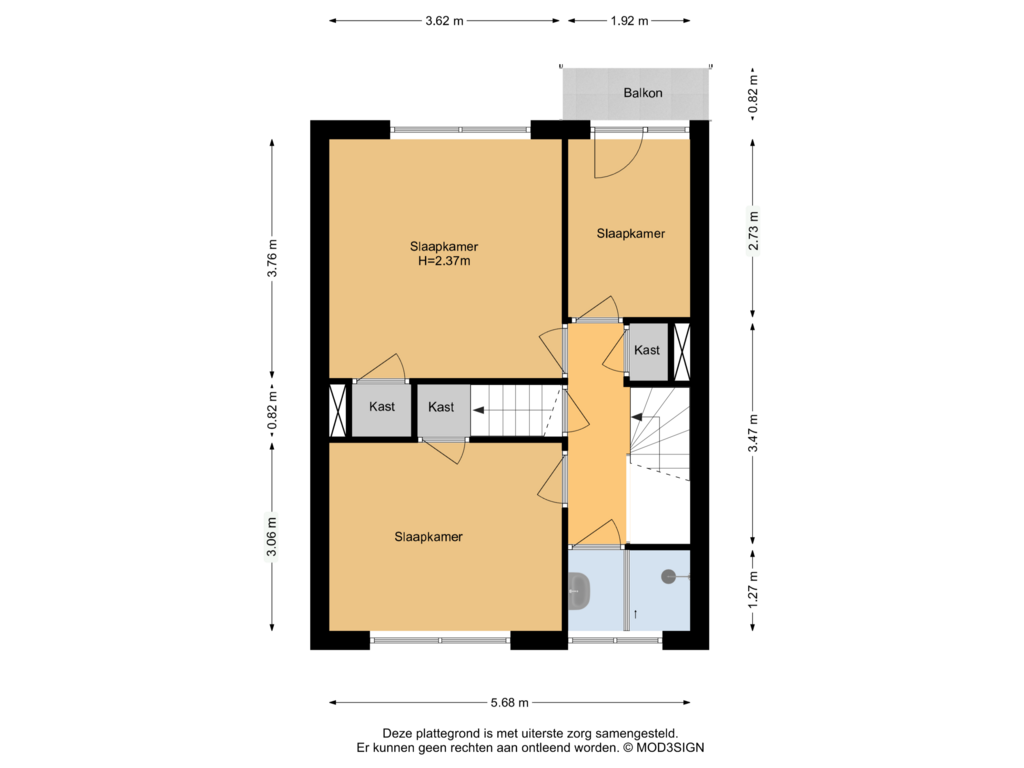 Bekijk plattegrond van 1e Verdieping van Saturnusstraat 23