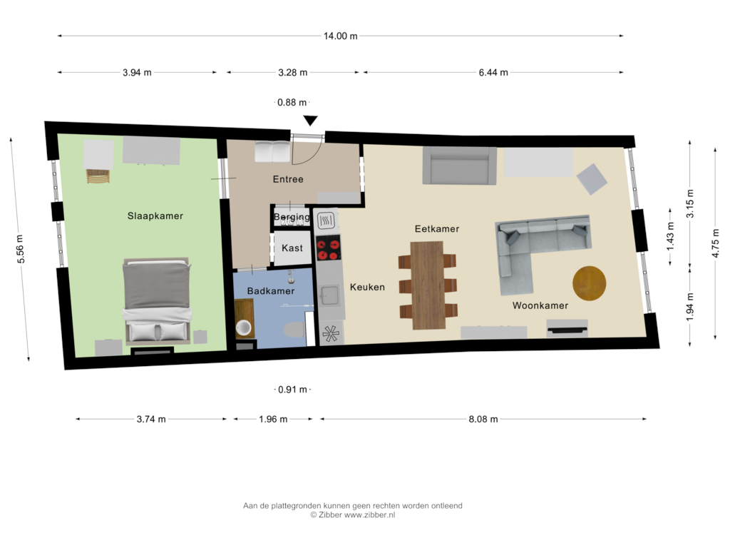 Bekijk plattegrond van Appartement van van Hasseltkade 14-C