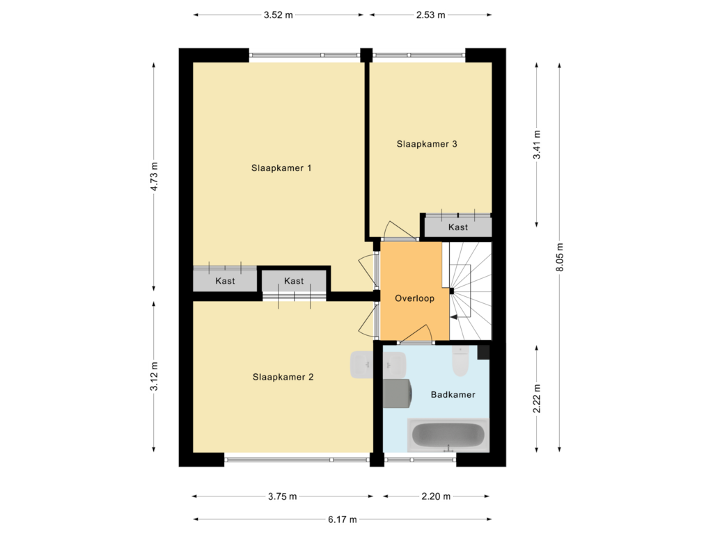 Bekijk plattegrond van Eerste Verdieping van Dillenburglaan 14