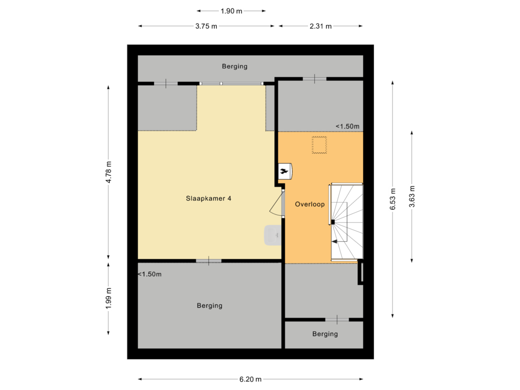 Bekijk plattegrond van Tweede Verdieping van Dillenburglaan 14