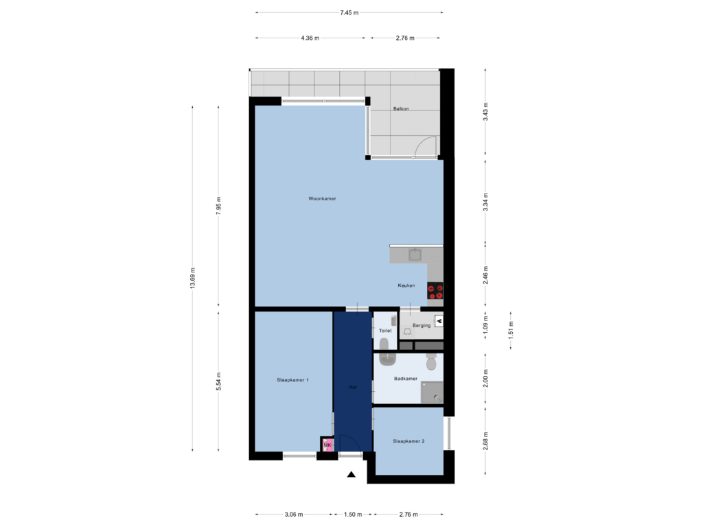 Bekijk plattegrond van Appartement van Anna van Burenstraat 41