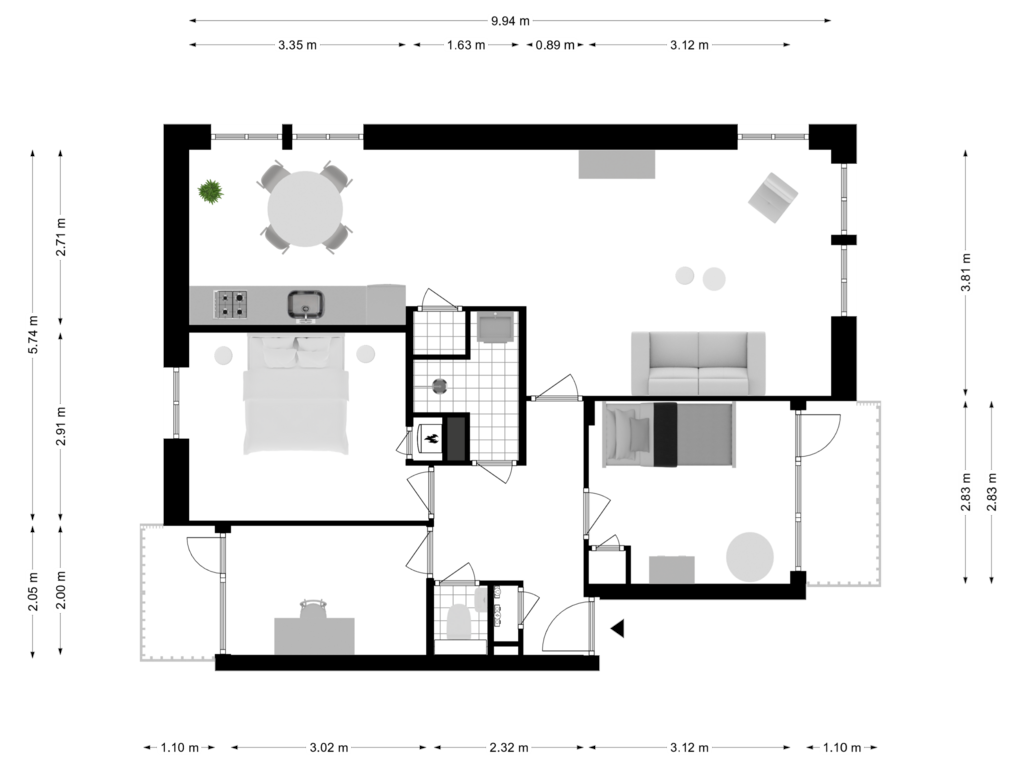 Bekijk plattegrond van Appartement van Graafschapstraat 17-H