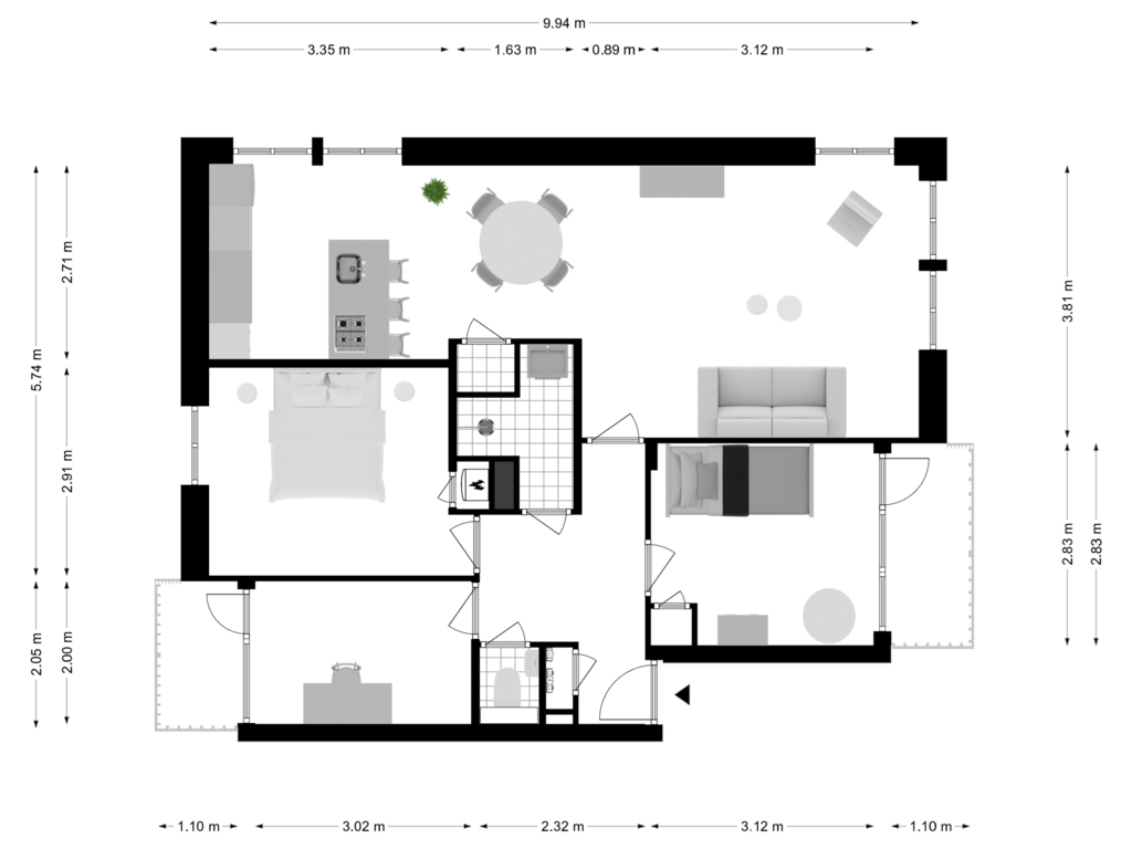 Bekijk plattegrond van Alternatief van Graafschapstraat 17-H