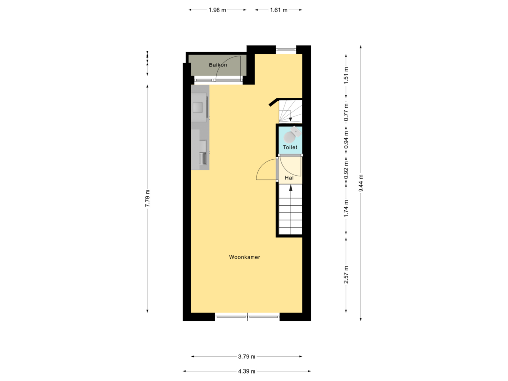 View floorplan of 1VD of Lange Singelstraat 105-C