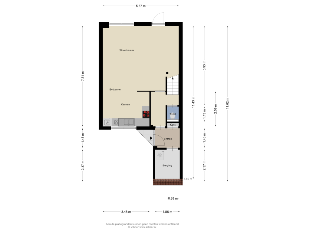 Bekijk plattegrond van Begane Grond van Elzepas 88