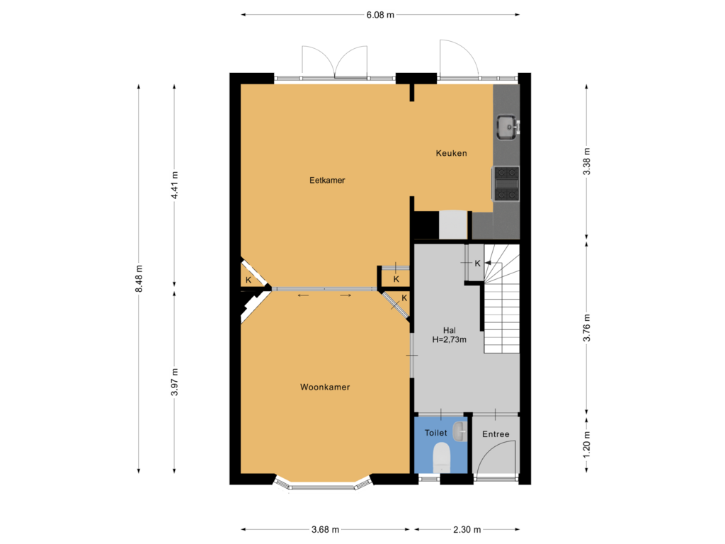 Bekijk plattegrond van Begane grond van Ruysdaellaan 27