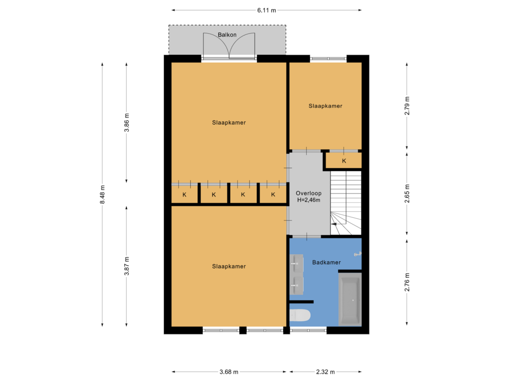 Bekijk plattegrond van Eerste verdieping van Ruysdaellaan 27