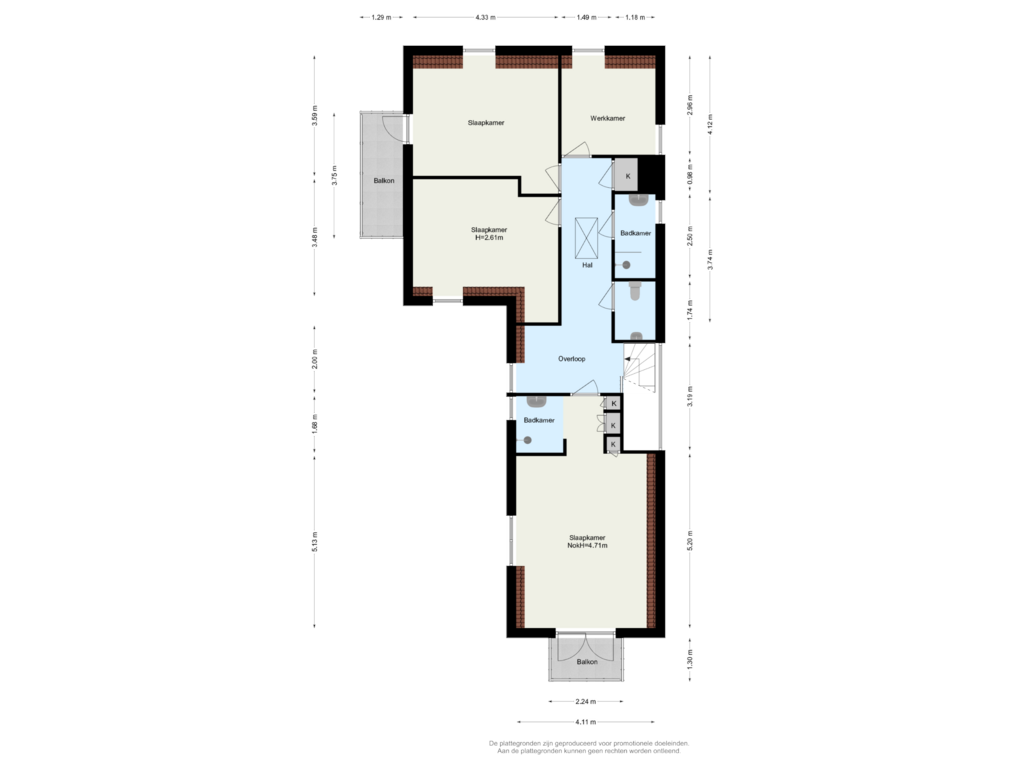 View floorplan of 1e Verdieping of Pruimendijk 348