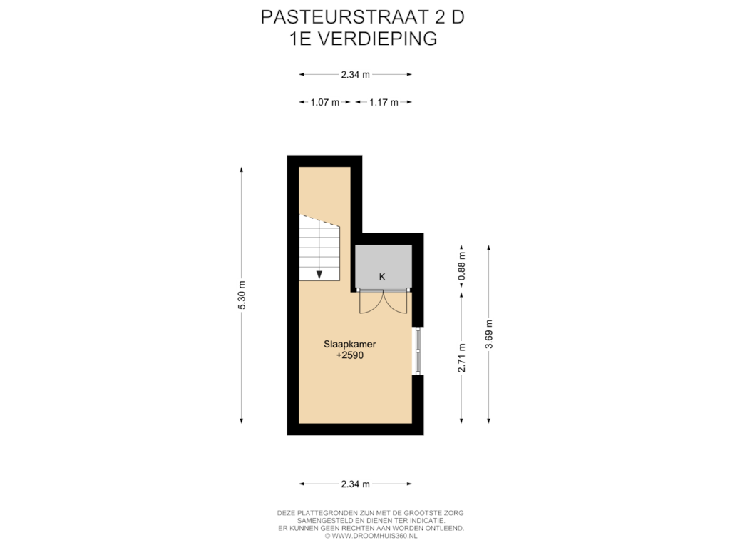 Bekijk plattegrond van 1E Verdieping van Pasteurstraat 2-D