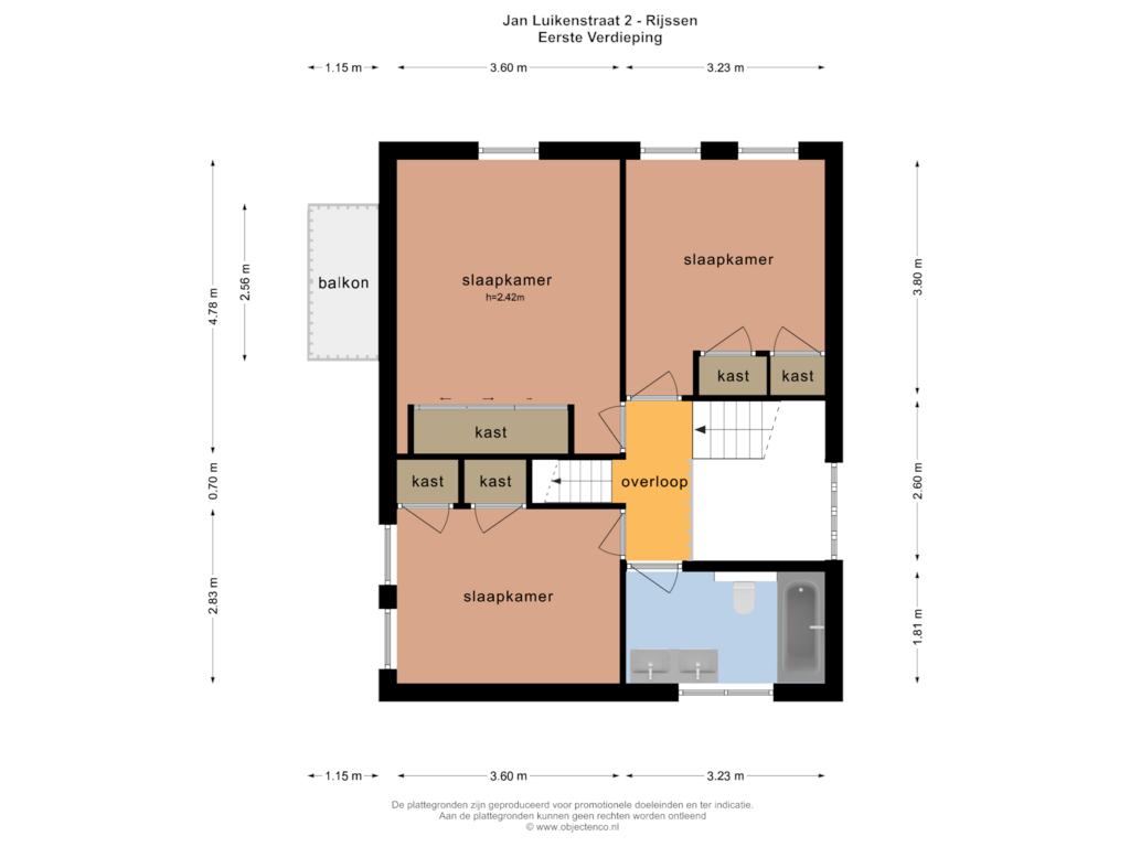 Bekijk plattegrond van EERSTE VERDIEPING van Jan Luikenstraat 2