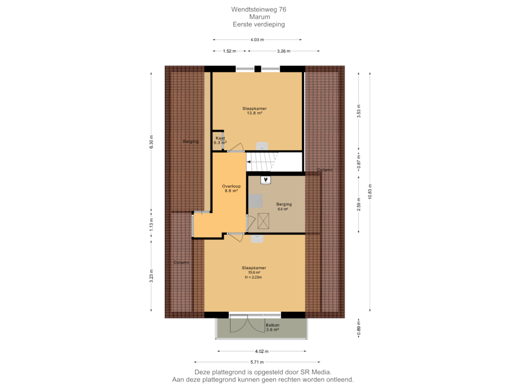 Bekijk plattegrond van Eerste verdieping van Wendtsteinweg 76