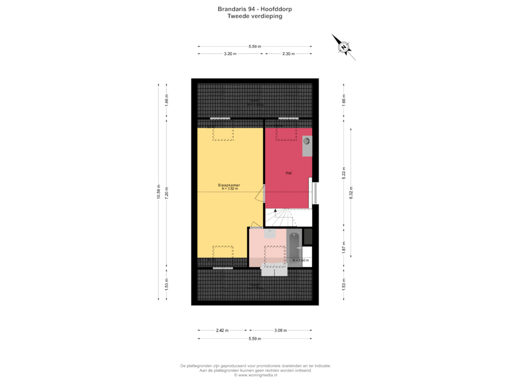 Bekijk plattegrond van Tweede verdieping van Brandaris 94