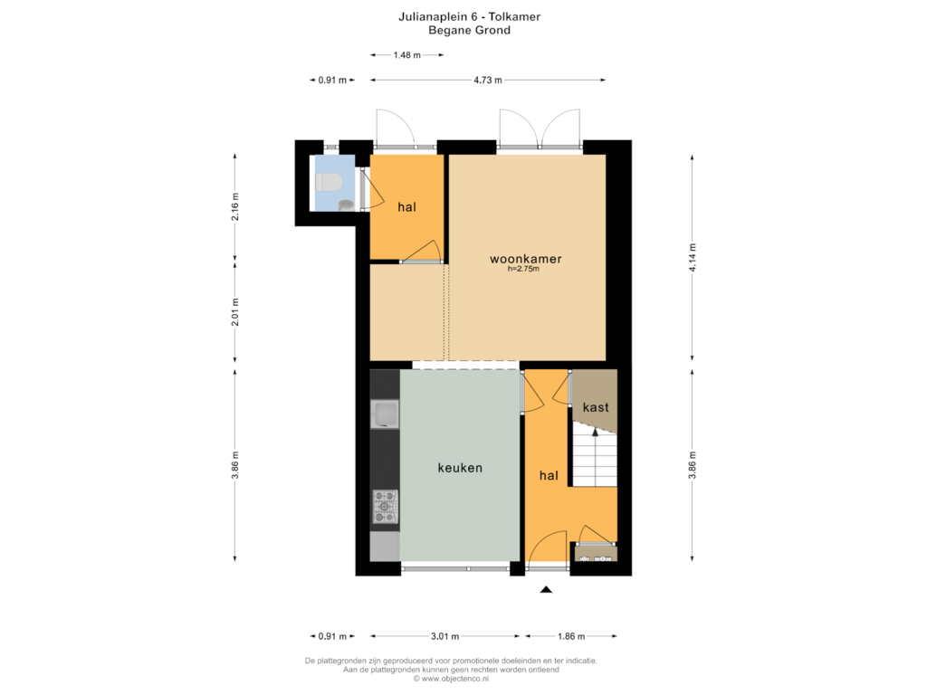 Bekijk plattegrond van BEGANE GROND van Julianaplein 6