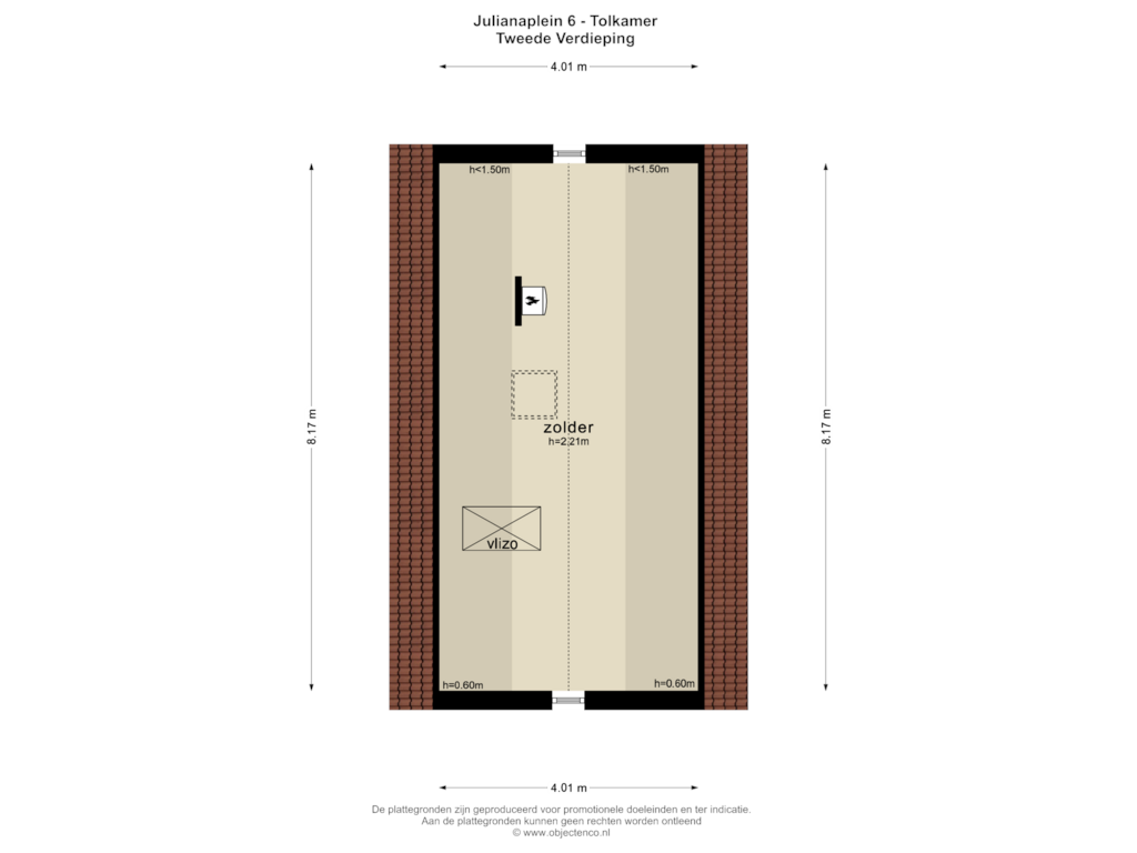 Bekijk plattegrond van TWEEDE VERDIEPING van Julianaplein 6