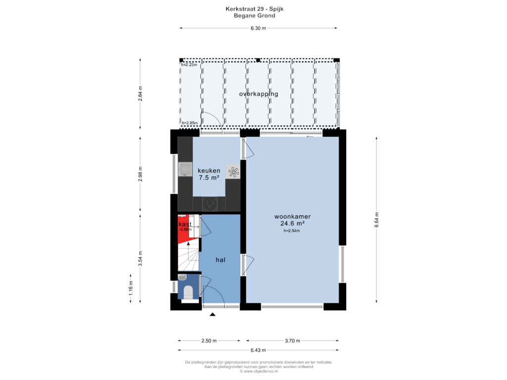 View floorplan of BEGANE GROND of Kerkstraat 29