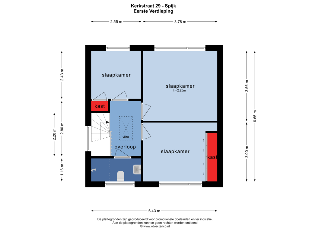 View floorplan of EERSTE VERDIEPING of Kerkstraat 29