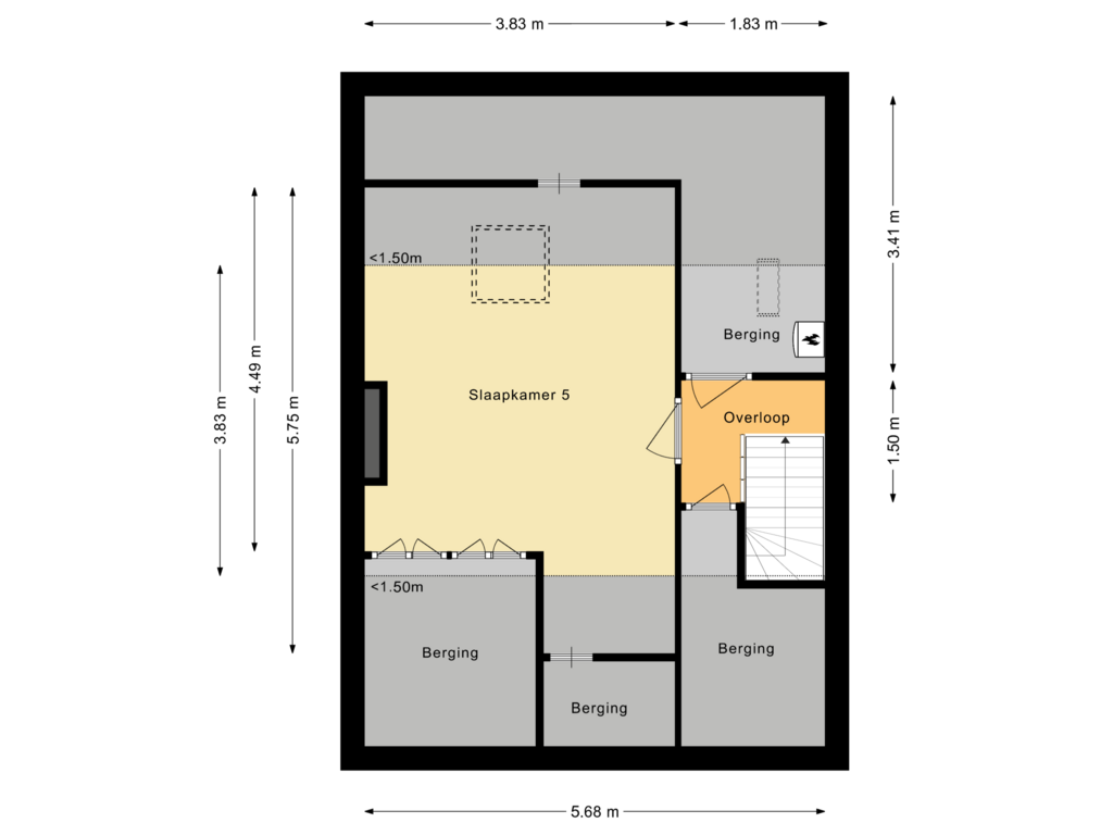 View floorplan of Tweede verdieping of Jonkheer de Jongestraat 9