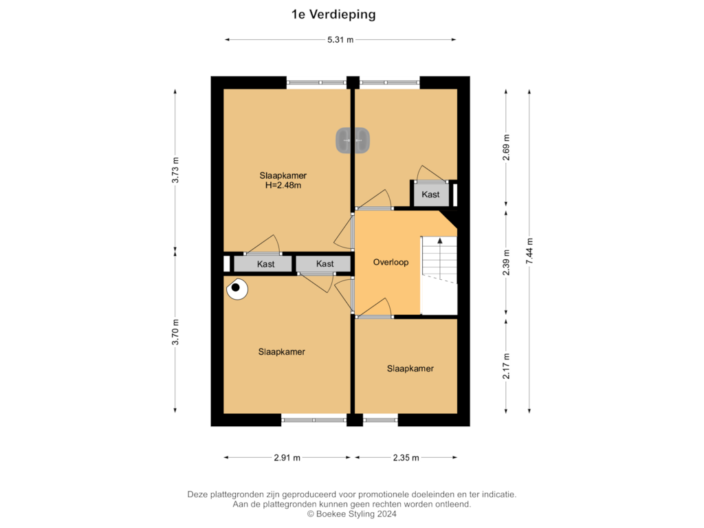 Bekijk plattegrond van 1e Verdieping van Lombokstraat 14